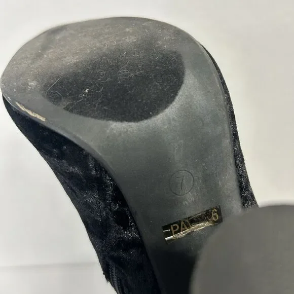 Cape Robbin Velvet Mid Calf Booties Block Heel Boots Black Womens 7 - Picture 7 of 9